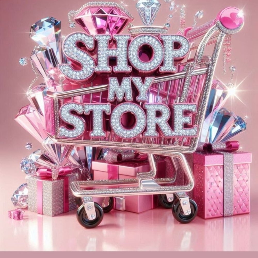Pink and Silver Decorative Shopping Cart To Invite You To Shop When Open.